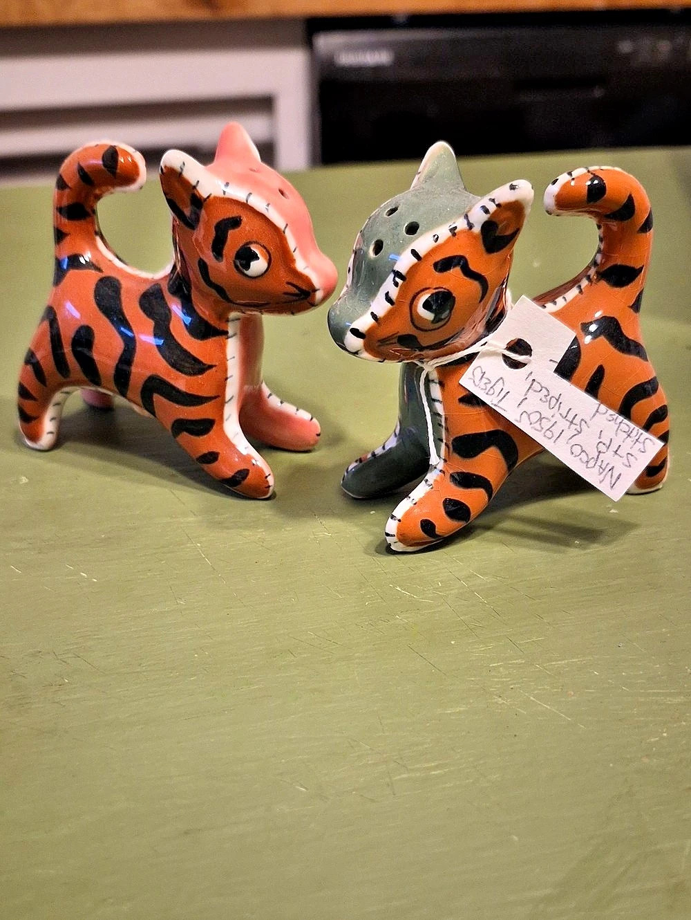 Napco Tiger Salt Pepper Vintage Ceramic Tigers 1950's
